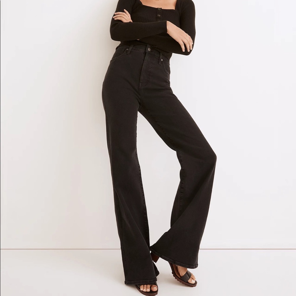 11" Madewell High-Rise Flare Jeans in Crosson Wash